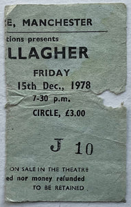 Rory Gallagher Original Concert Ticket Apollo Theatre Manchester 15th Dec 1978