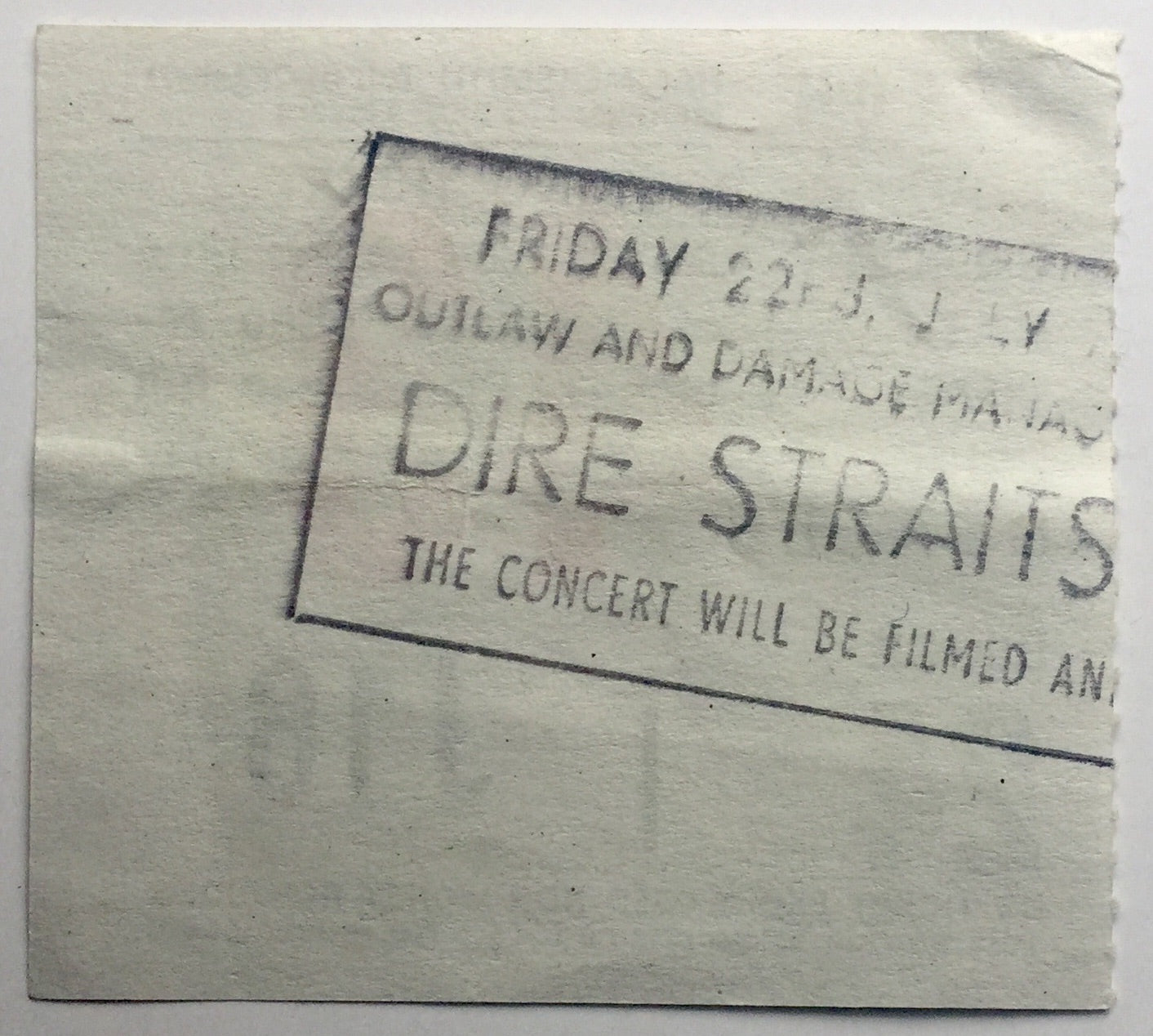 Dire Straits Original Used Concert Ticket Hammersmith Odeon London 22nd July 1983