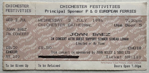 Joan Baez Original Unused Concert Ticket Chichester Cathedral 3rd Jul 1996