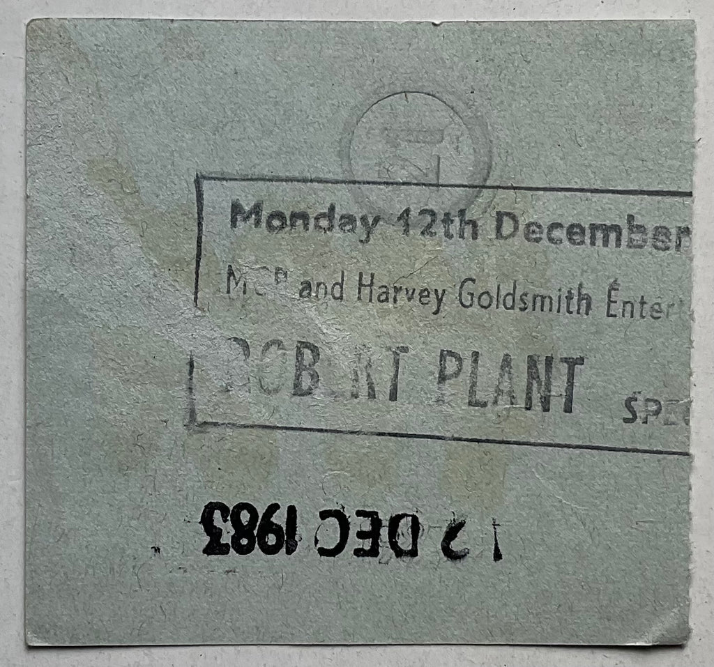 Led Zeppelin Robert Plant Original Used Concert Ticket Hammersmith Odeon London 12th Dec 1983