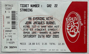 Stranglers Jean Jacques Burnel Original Unused Concert Ticket King Tuts Wah Wah Hut Glasgow 26th Nov 2005