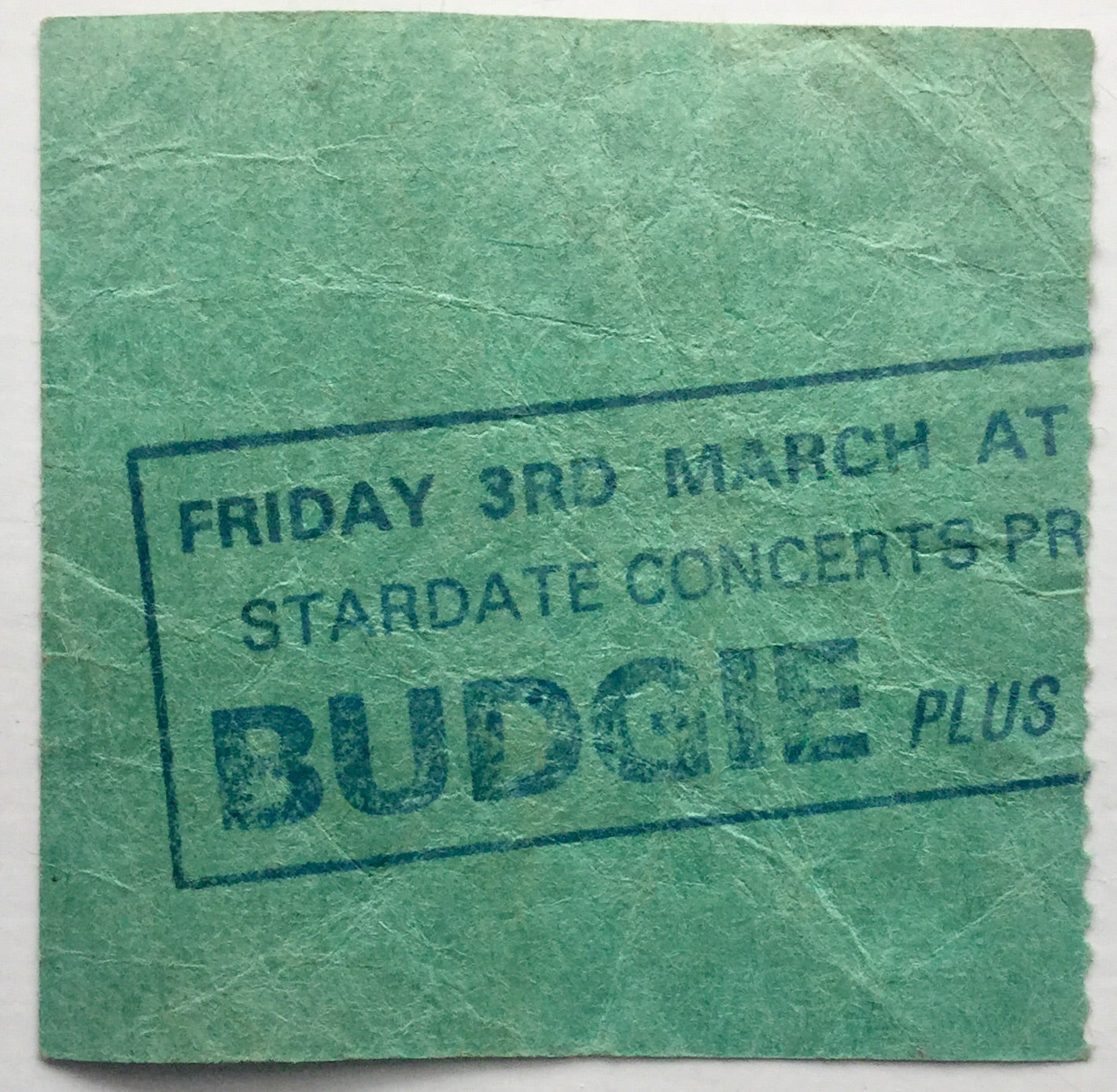 Budgie Original Used Concert Ticket Hammersmith Odeon London 3rd March 1978