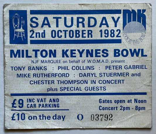 Genesis Original Unused Concert Ticket Milton Keynes Bowl 1982