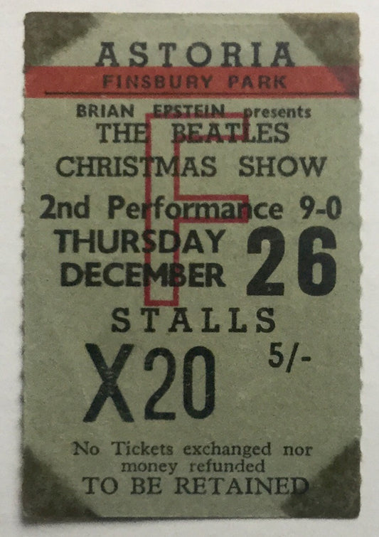 Beatles Original Used Concert Ticket Astoria London 26th Dec 1963