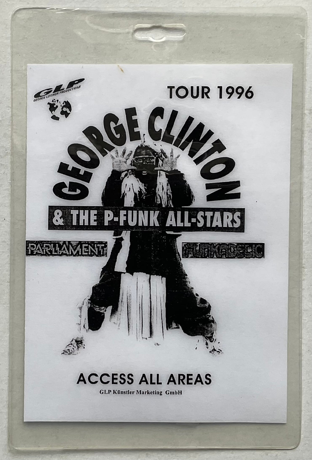 George Clinton & P-Funk All Stars Original Unused Concert Pass Ticket 1996