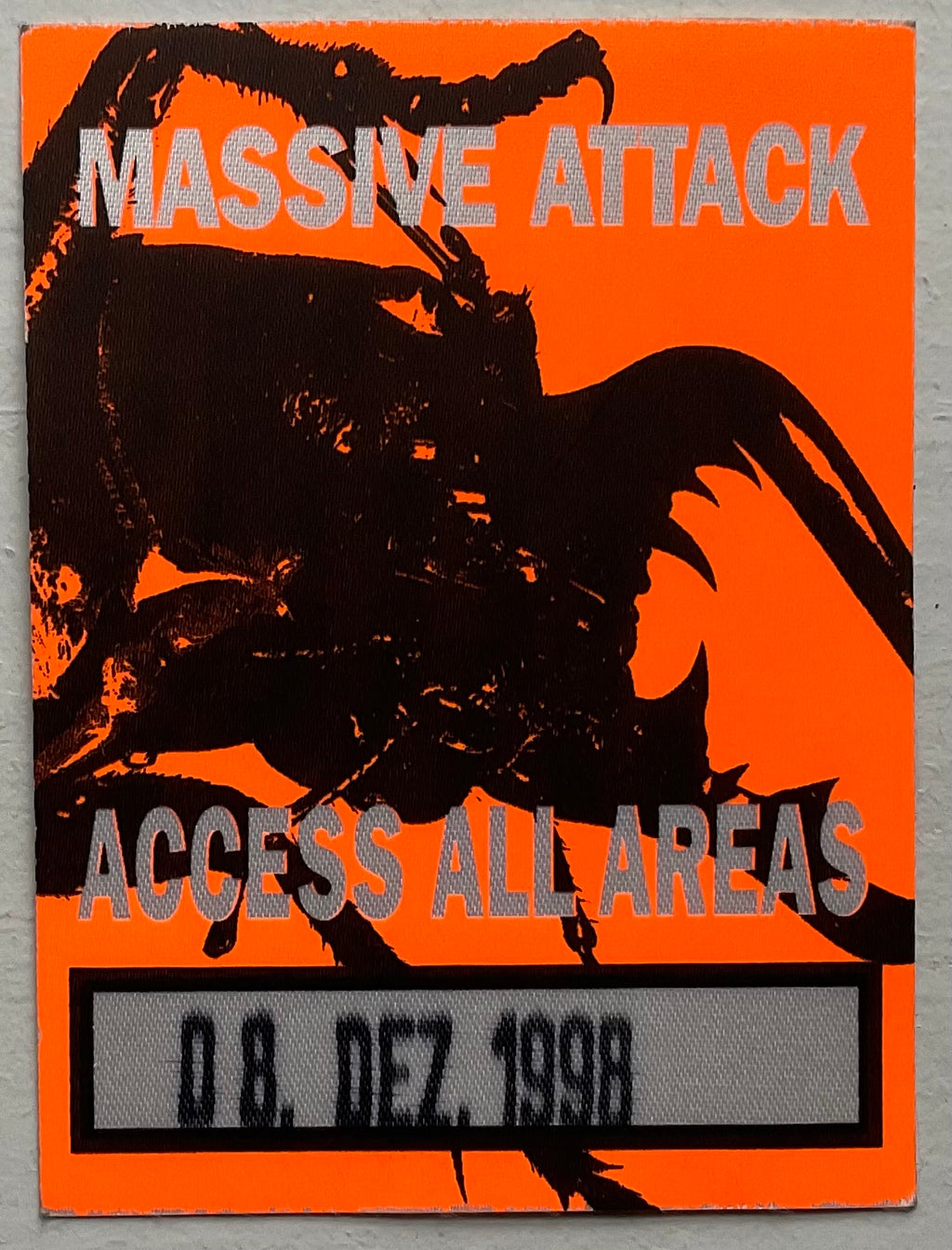 Massive Attack Original Unused Concert Backstage Pass Ticket MEN Arena Manchester 8th Dec 1998