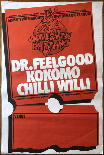 Dr Feelgood Original Concert Tour Gig Generic Poster Naughty Rhythms Tour Barney Rubbles 1975