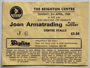 Joan Armatrading Original Used Concert Ticket Brighton Centre 3rd Apr 1983