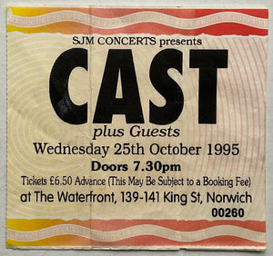 Cast Original Used Concert Ticket Waterfront Norwich 25th Oct 1995
