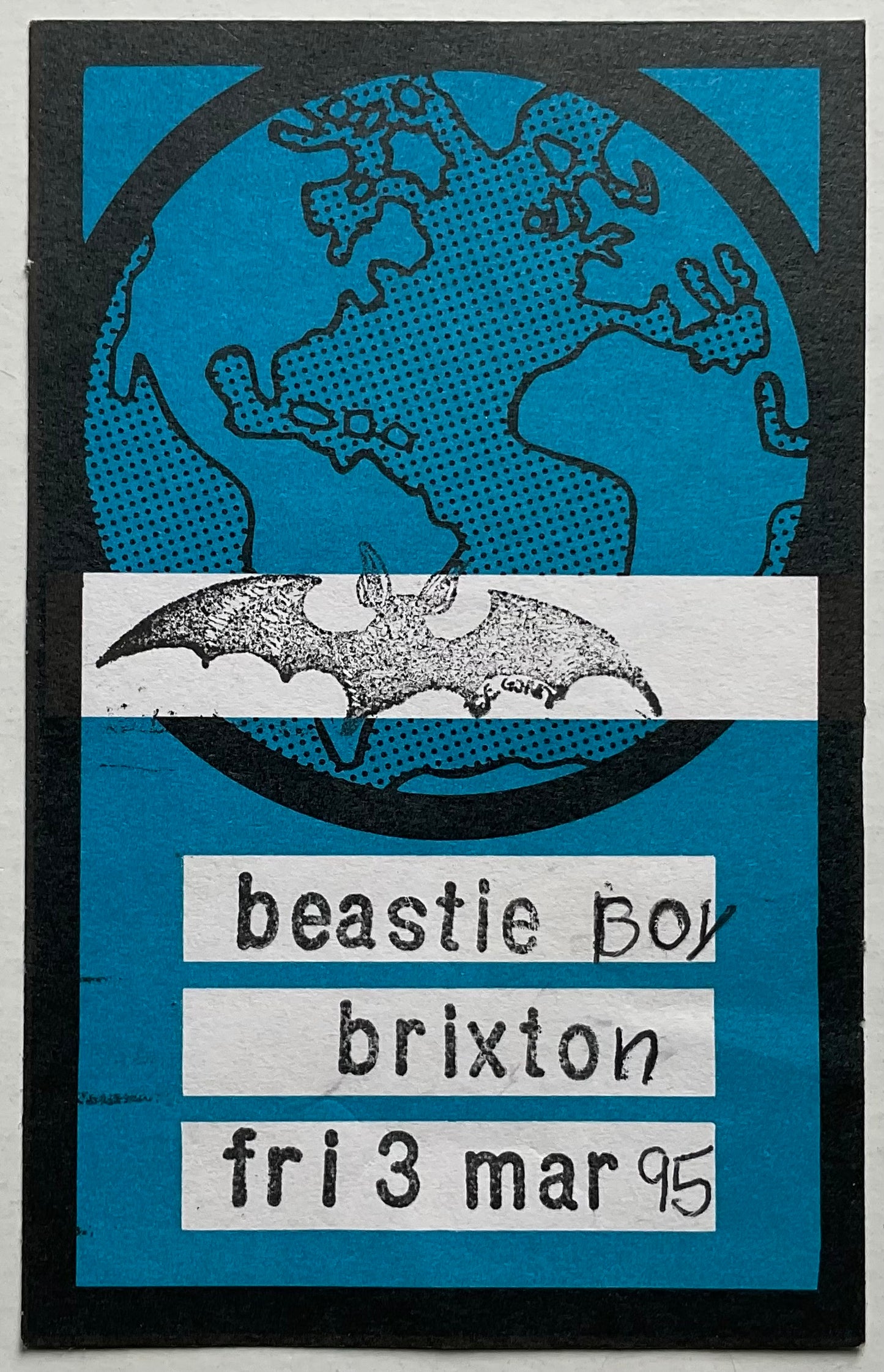 Beastie Boys Original Unused Concert Backstage Pass Ticket Brixton Academy London 3rd Mar 1995