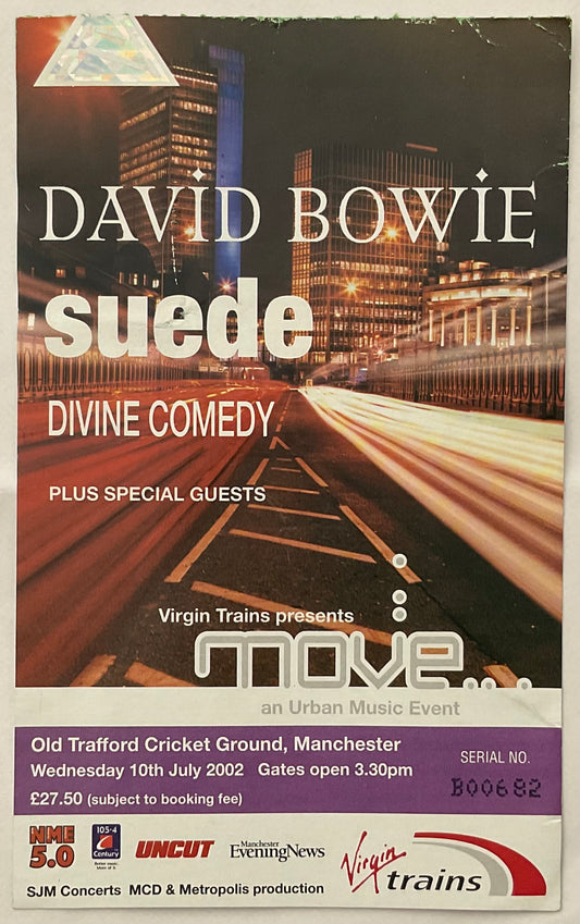 David Bowie Suede Original Used Concert Ticket Old Trafford Machester 2002