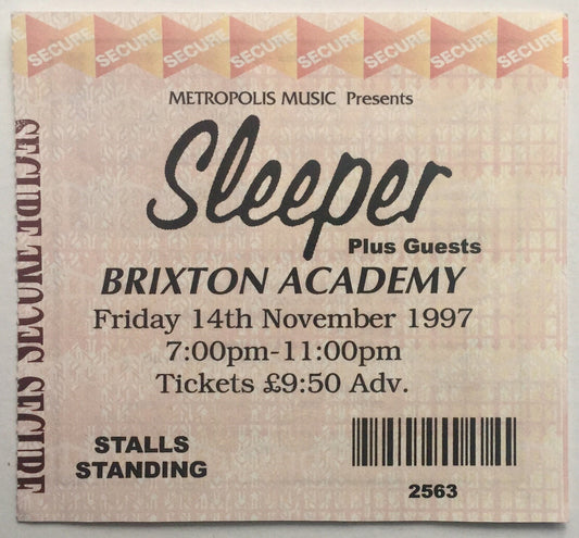 Sleeper Original Used Concert Ticket Brixton Academy London 14th Nov 1997