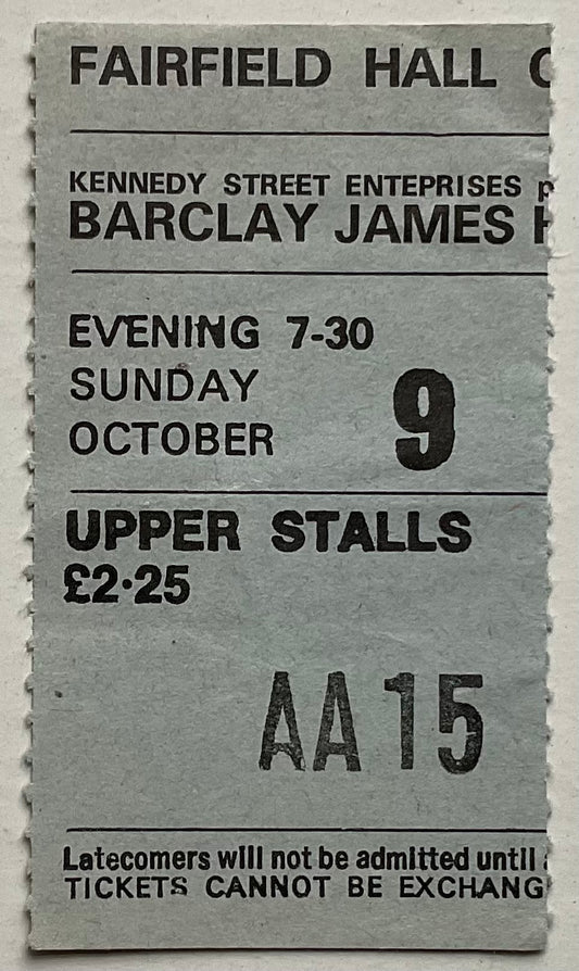 Barclay James Harvest Original Used Concert Ticket Fairfield Hall Croydon 1977