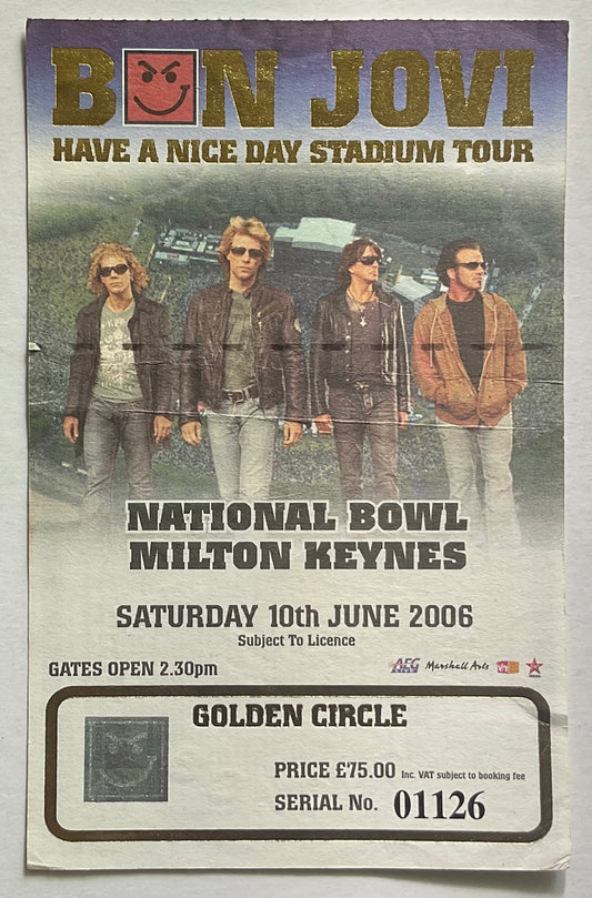 Bon Jovi Original Used Concert Ticket National Bowl Milton Keynes 10th June 2006