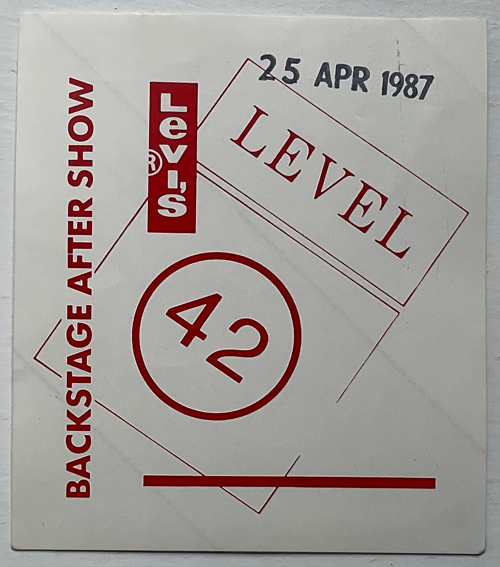 Level 42 Original Unused Concert Backstage Pass Ticket Falconer Salen Copenhagen 25th Apr 1987