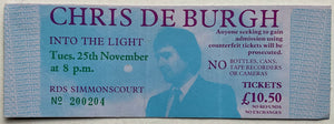 Chris De Burgh Original Used Concert Ticket RDS Simmonscourt Dublin 25th Nov 1986