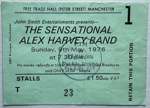 Alex Harvey Band SAHB Original Used Concert Ticket Free Trade Hall Manchester 9th May 1976