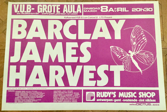 Barclay James Harvest Original Concert Tour Gig Poster VUB Brussels 8th Apr 1980