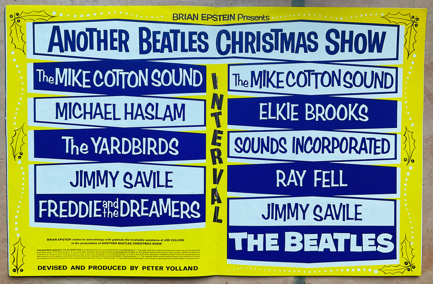 Beatles Yardbirds Clapton Concert Programme London 1964/5