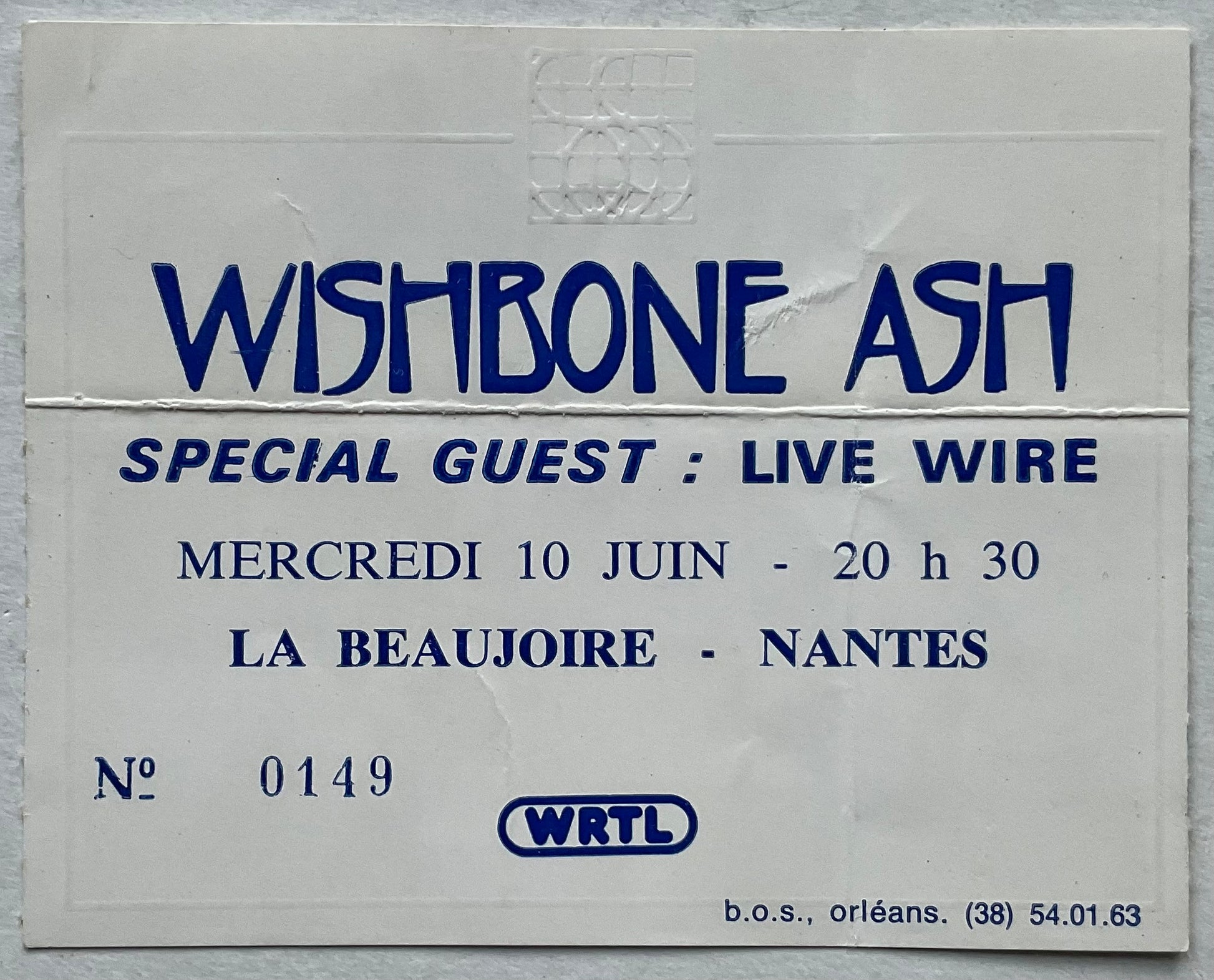 Wishbone Ash Original Used Concert Ticket La Beaujoire Nantes 10th Jun 1981