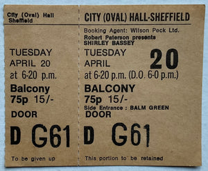 Shirley Bassey Original Unused Concert City Hall Sheffield 20th Apr 1971
