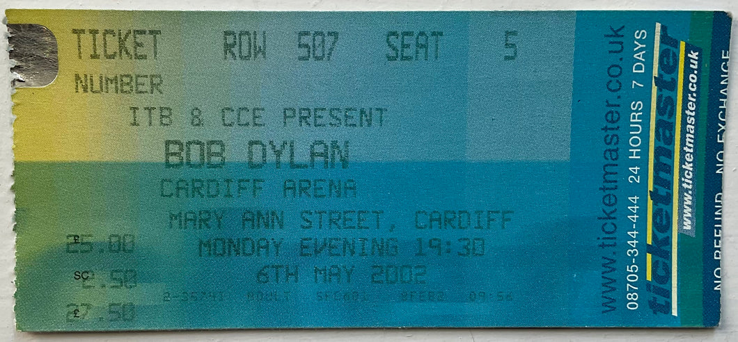 Bob Dylan Original Used Concert Ticket Cardiff Arena 6th May 2002