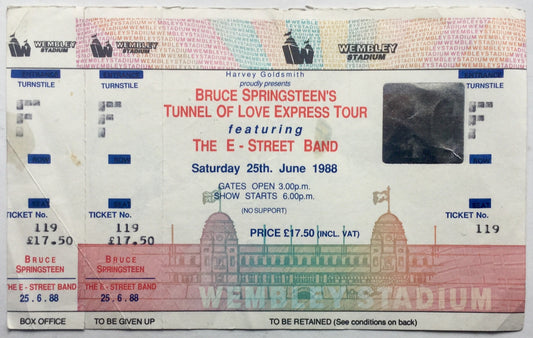 Bruce Springsteen Original Unused Concert Ticket Wembley Stadium London 25th June 1988