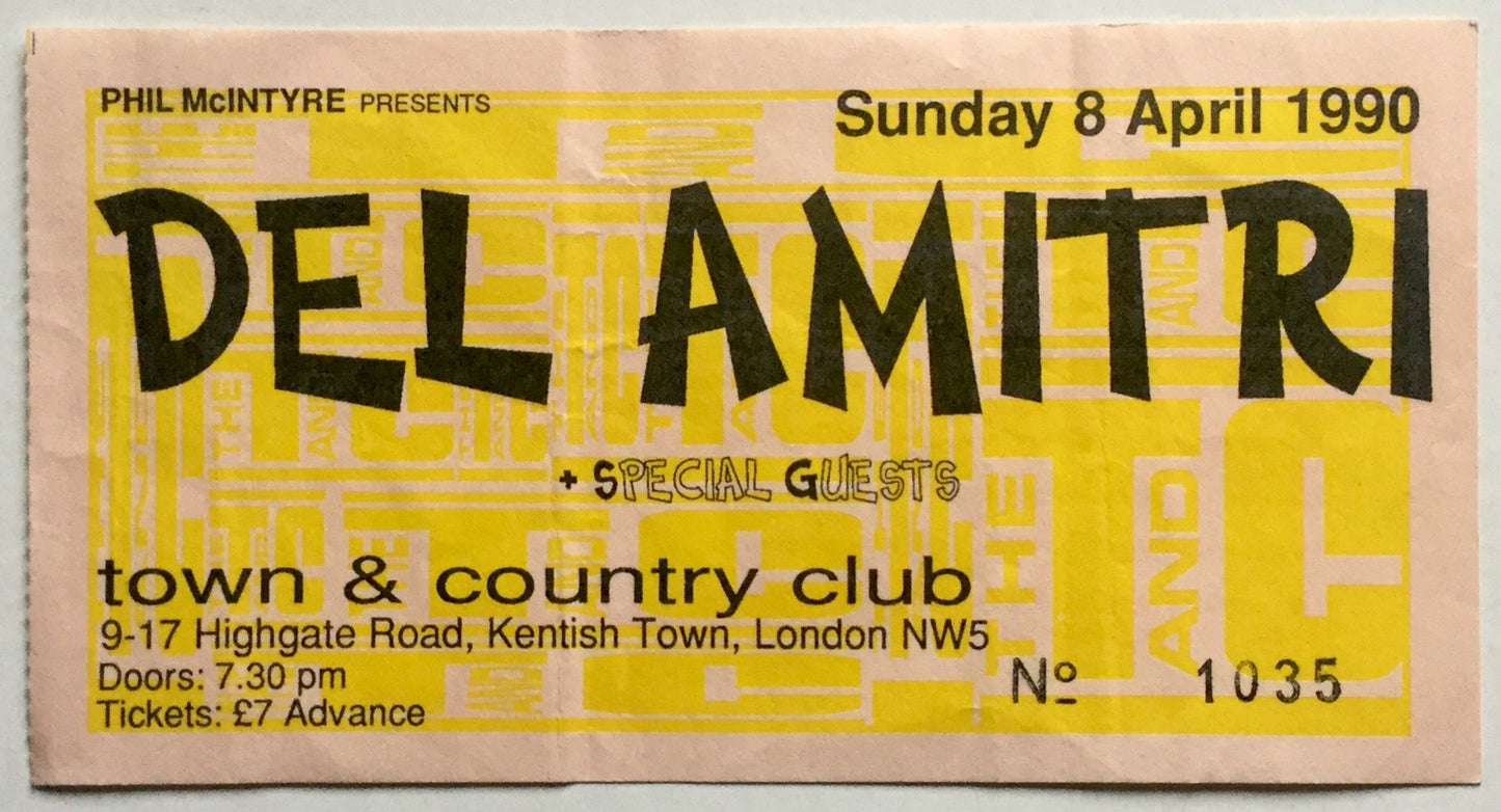 Del Amitri Original Used Concert Ticket Town & Country Club London 8th Apr 1990