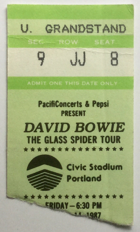 David Bowie Original Used Concert Ticket Civic Stadium Portland 14th Aug 1987