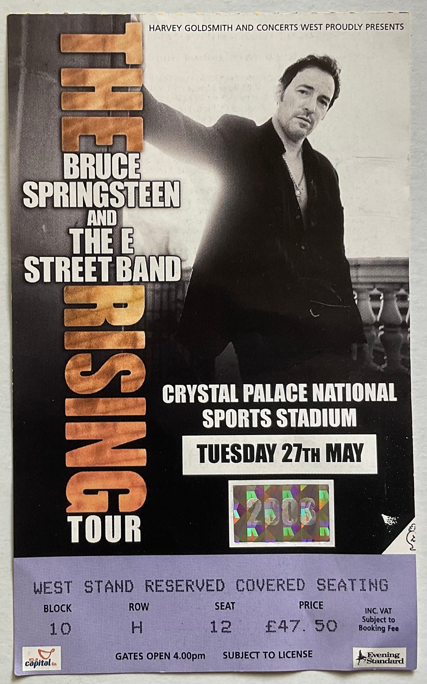 Bruce Springsteen Original Used Concert Ticket Crystal Palace National Sports Centre 27th May 2003