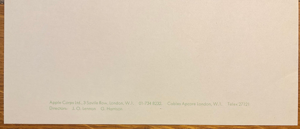 Beatles Orignal Apple UK Notepaper