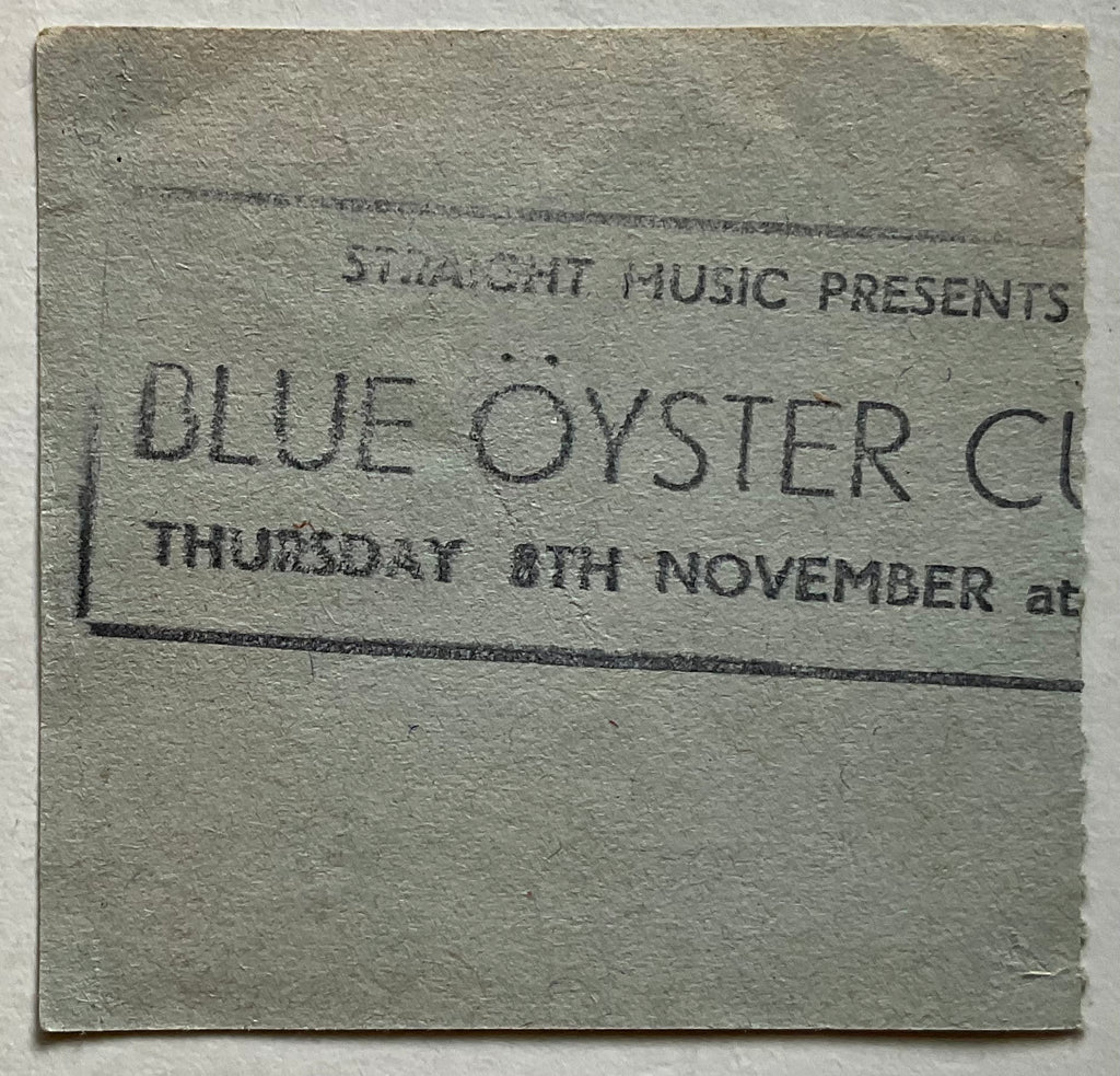Blue Oyster Cult Magnum Original Used Concert Ticket Hammersmith Odeon London 8th Nov 1979