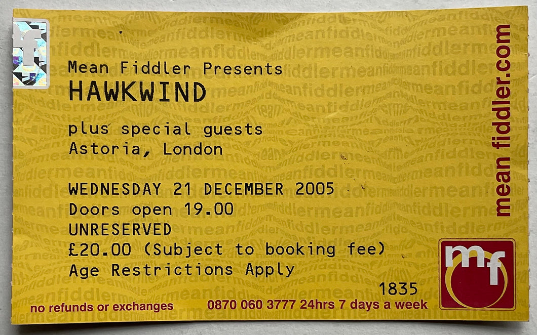 Hawkwind Original Used Concert Ticket Astoria London 21st Dec 2005