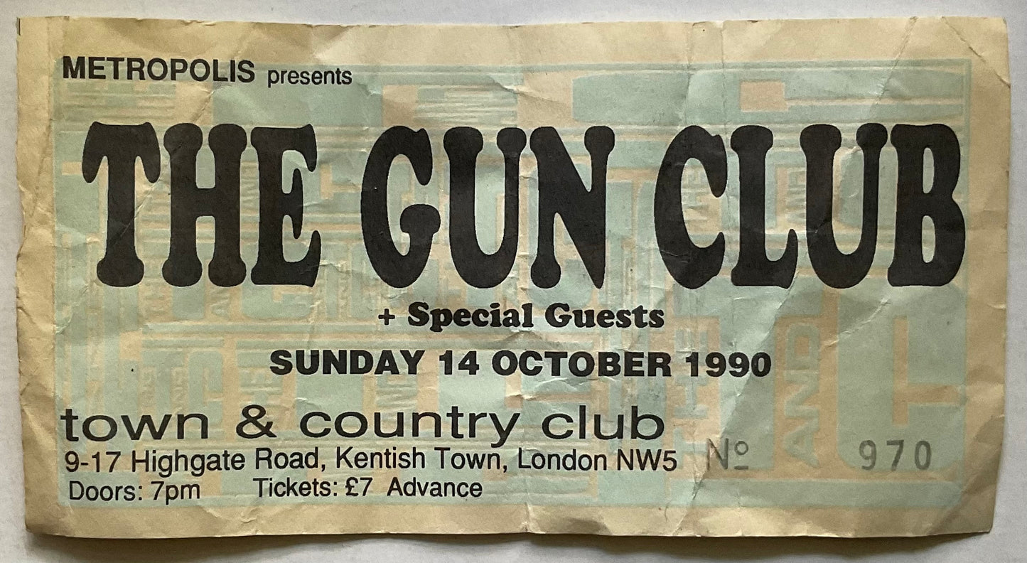 Gun Club Original Used Concert Ticket Town & Country Club London 14th Oct 1990