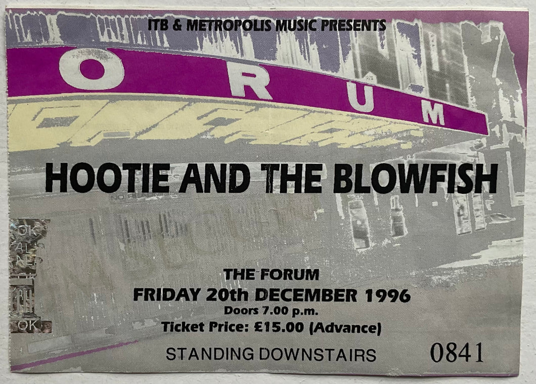 Hootie & the Blowfish Original Used Concert Ticket Forum London 20th Dec 1996