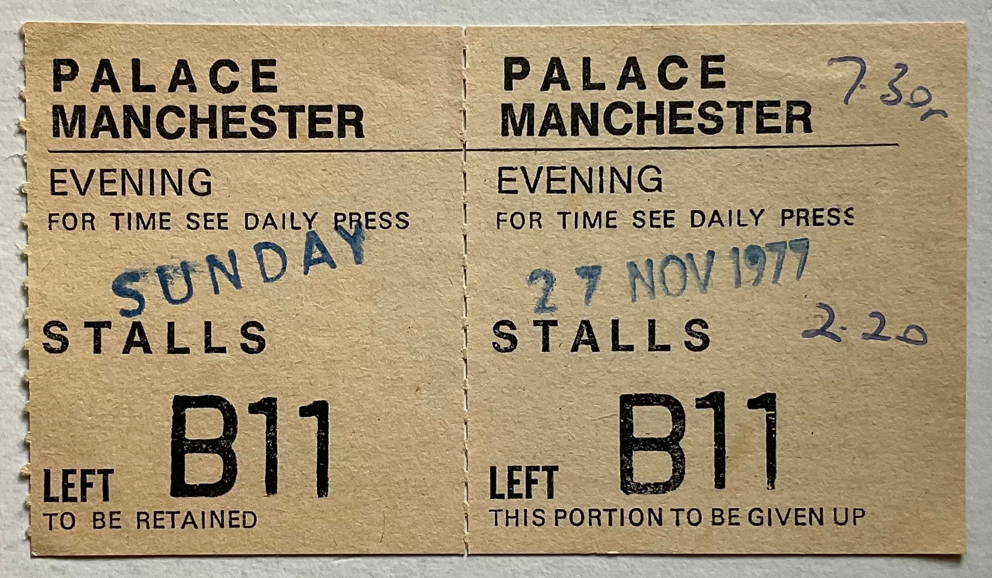 Horslips Original Unused Concert Ticket Palace Theatre Manchester 27th Nov 1977