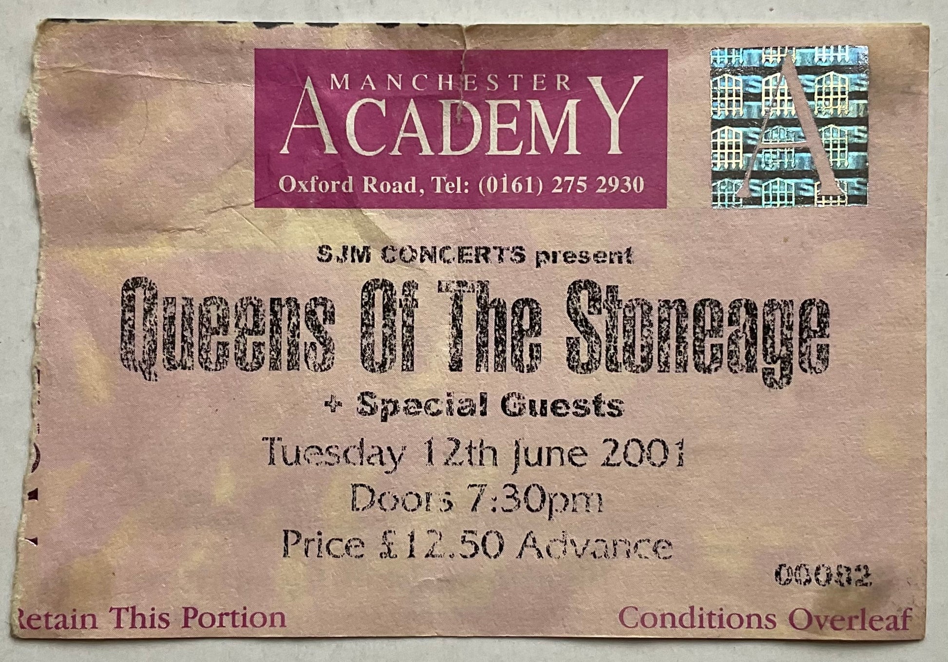 Queens of the Stone Age Original used Concert Ticket Manchester Academy 12th Jun 2001