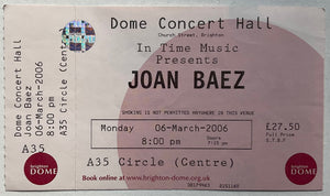 Joan Baez Original Unused Concert Ticket Dome Hall Brighton 6th Mar 2006