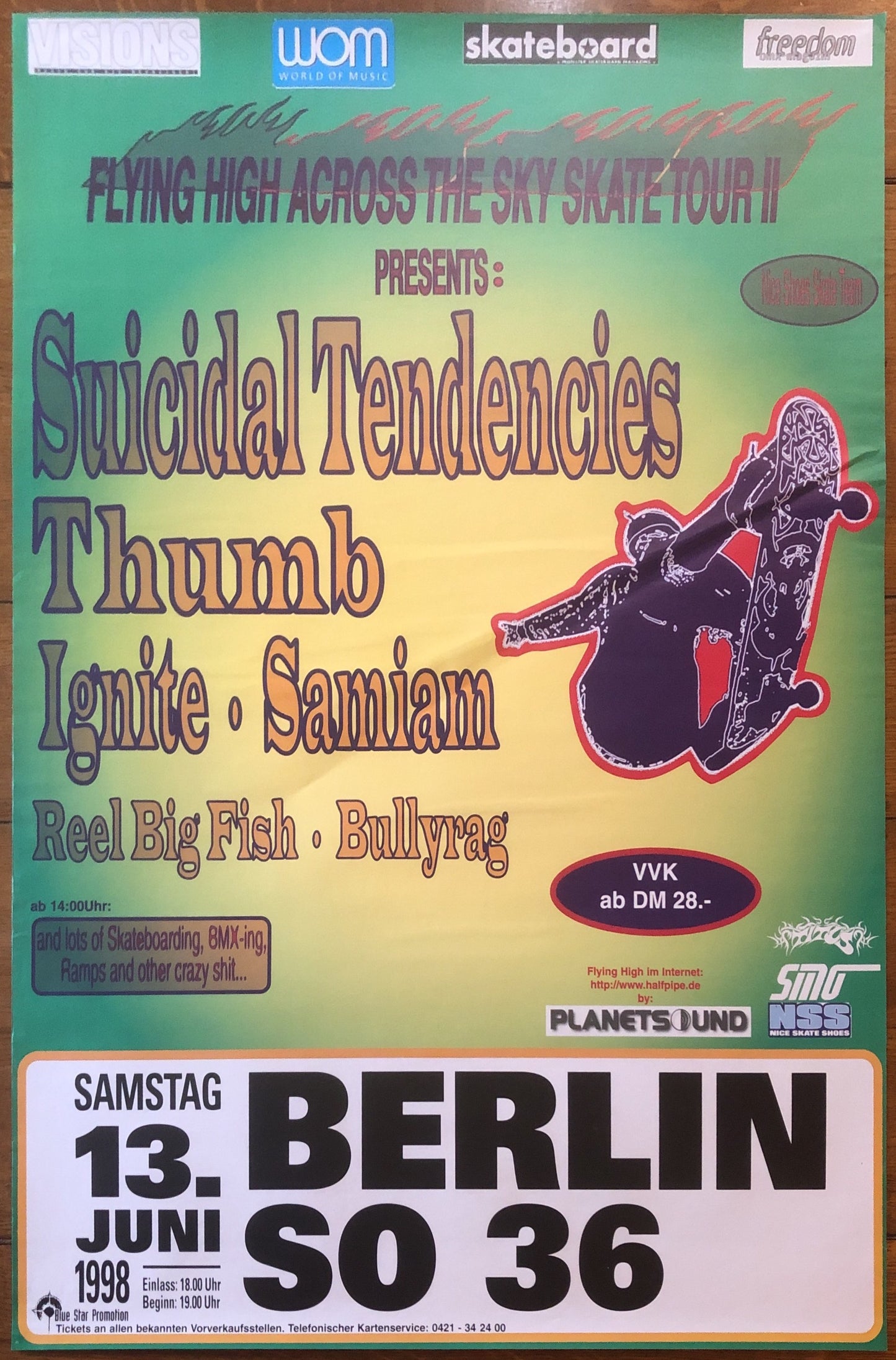 Suicidal Tendencies Original Promo Concert Gig Poster SO36 Berlin 13th Jun 1998