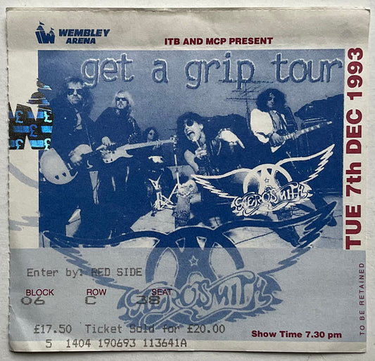 Aerosmith Original Concert Ticket Wembley Stadium London 7th Dec 1993