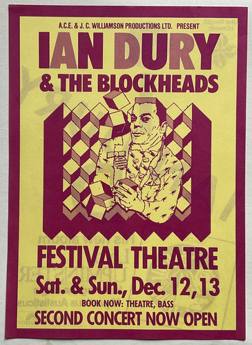 Ian Dury & the Blockheads Original Handbill Flyer Festival Theatre Adelaide 12th & 13th Dec 1981
