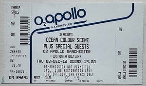 Ocean Colour Scene Original Unused Concert Ticket O2 Apollo Manchester 8th Dec 2016