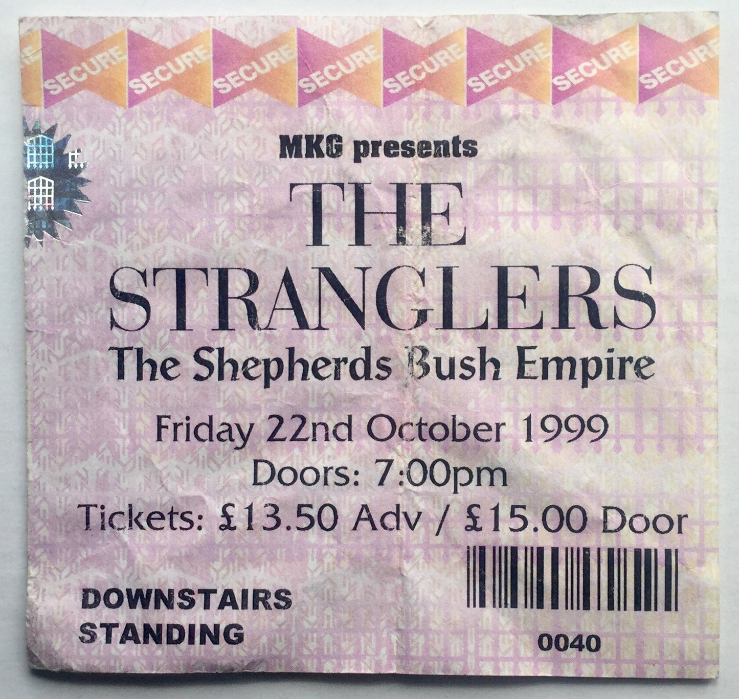 Stranglers Original Used Concert Ticket Shepherds Bush Empire London 22nd Oct 1999