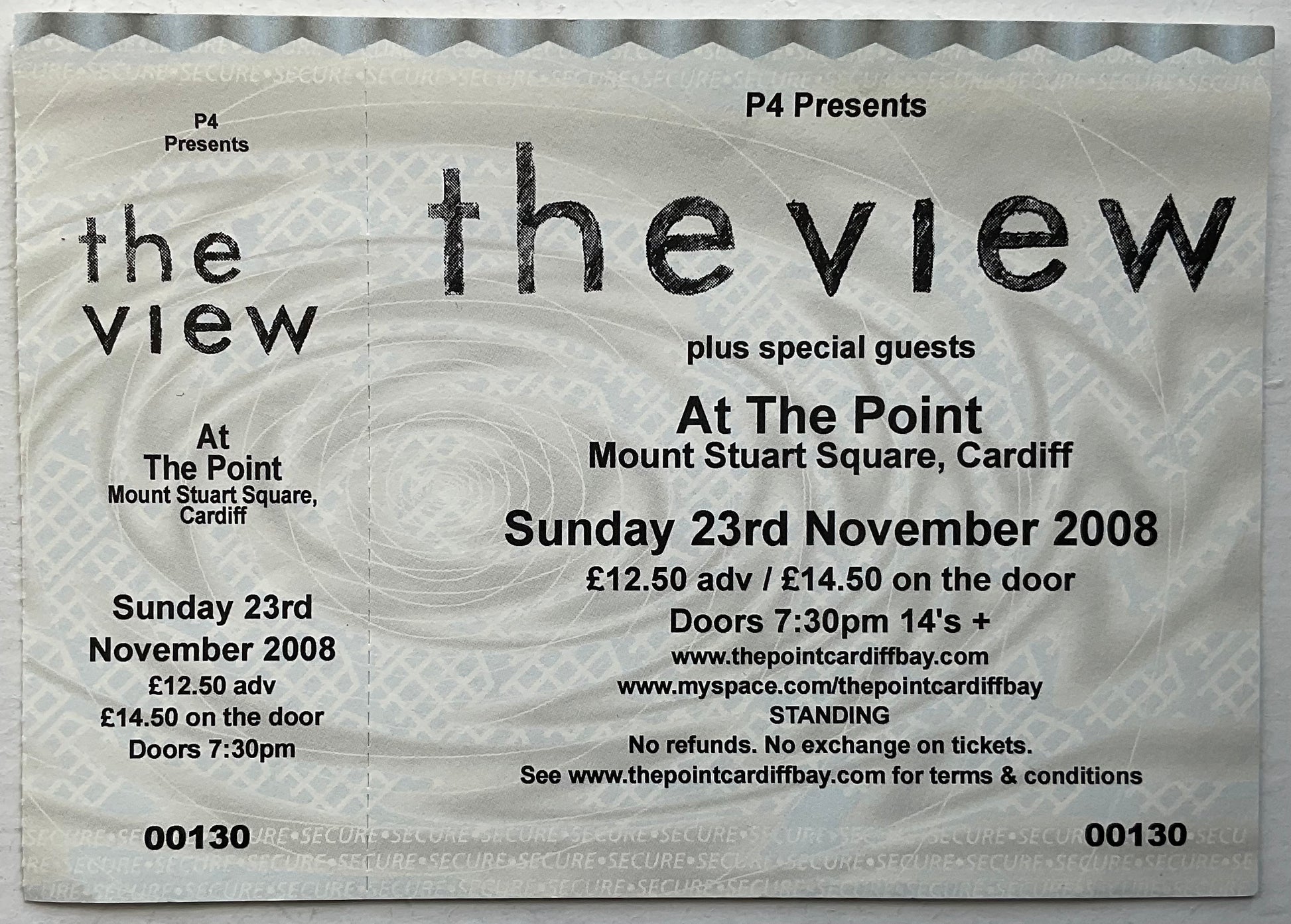 View Original Unused Concert Ticket The Point Cardiff 23rd Nov 2008