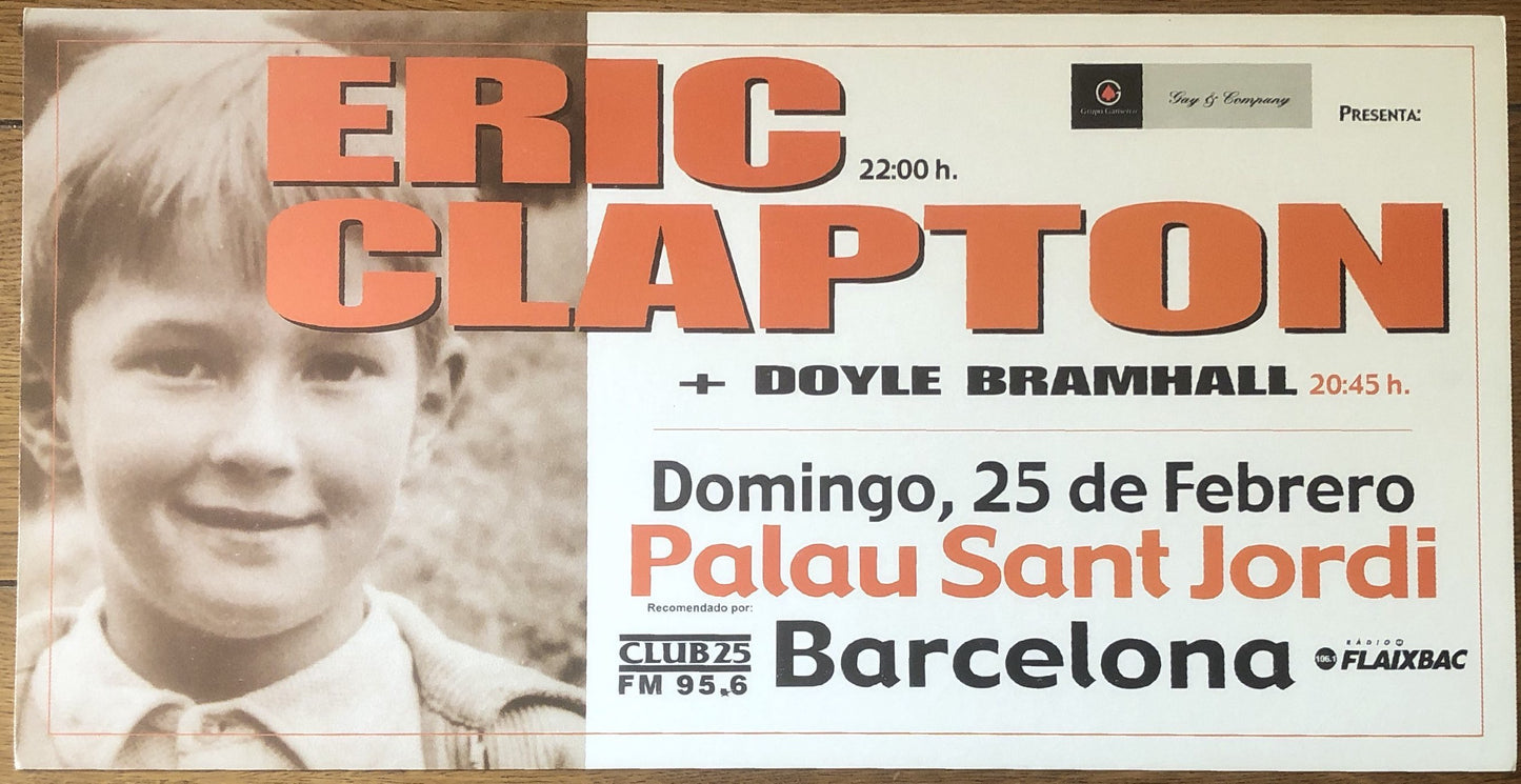 Eric Clapton Original Concert Tour Gig Poster Palau Sant Jordi Barcelona 25th Feb 2001