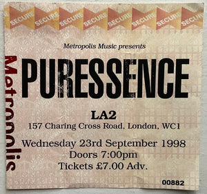 Puressence Original Used Concert Ticket LA2 London 23rd Sep 1998