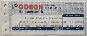 Bob Dylan Original Used Concert Ticket Hammersmith Odeon London 8th Feb 1990