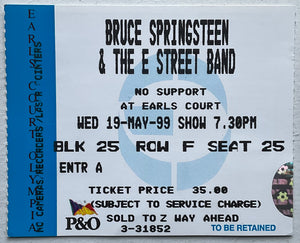 Bruce Springsteen Original Used Concert Ticket Earls Court London 19th May 1999