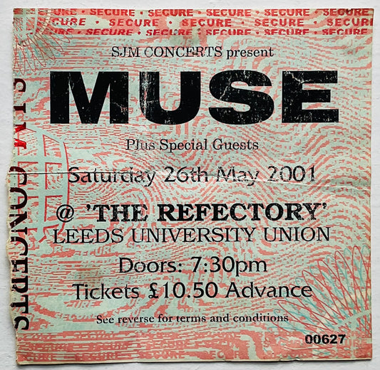 Muse Original Used Concert Ticket Leeds University 26th May 2001