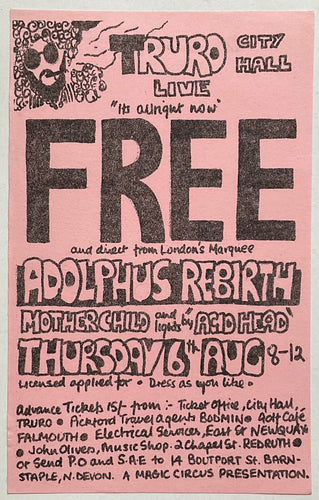 Free Paul Rodgers Original Concert Handbill Flyer City Hall Truro 6th Aug 1970